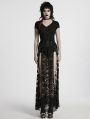 Black Sexy Gothic Lace Split Skirt with Detachable Spiked Chain