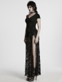 Black Sexy Gothic Lace Split Skirt with Detachable Spiked Chain