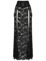 Black Sexy Gothic Lace Split Skirt with Detachable Spiked Chain