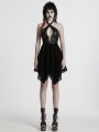 Black Sexy Gothic Punk Hollow Out Cross Halter Neck Short Dress