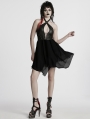 Black Sexy Gothic Punk Hollow Out Cross Halter Neck Short Dress