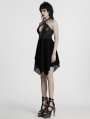 Black Sexy Gothic Punk Hollow Out Cross Halter Neck Short Dress