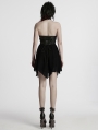 Black Sexy Gothic Punk Hollow Out Cross Halter Neck Short Dress