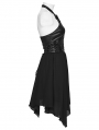 Black Sexy Gothic Punk Hollow Out Cross Halter Neck Short Dress