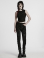 Black Gothic Punk Tattered Irregular Ring Vest Top for Women