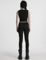 Black Gothic Punk Tattered Irregular Ring Vest Top for Women