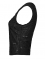 Black Gothic Punk Tattered Irregular Ring Vest Top for Women