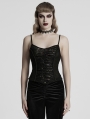 Black Gothic Mesh Lace Sexy Ruched Camisole Top for Women