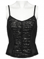 Black Gothic Mesh Lace Sexy Ruched Camisole Top for Women