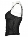 Black Gothic Mesh Lace Sexy Ruched Camisole Top for Women