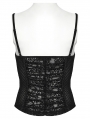Black Gothic Mesh Lace Sexy Ruched Camisole Top for Women