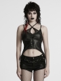 Black Gothic Punk Sexy Cross Strap Camisole Top for Women