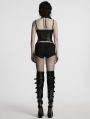 Black Gothic Punk Sexy Cross Strap Camisole Top for Women