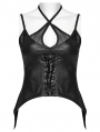 Black Gothic Punk Sexy Cross Strap Camisole Top for Women