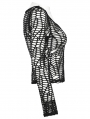 Black Gothic Sexy Mesh Long Sleeve T-Shirt for Women