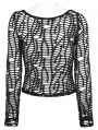 Black Gothic Sexy Mesh Long Sleeve T-Shirt for Women