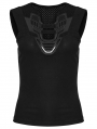 Black Gothic Cyberpunk Sleeveless T-Shirt for Women