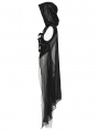 Black Gothic Punk Hollow Skeleton Hooded Long Vest for Women