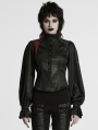 Black Gothic Patterned Long Sleeve Shirt for Women