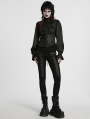 Black Gothic Patterned Long Sleeve Shirt for Women
