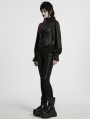 Black Gothic Patterned Long Sleeve Shirt for Women
