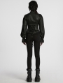 Black Gothic Patterned Long Sleeve Shirt for Women