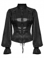 Black Gothic Patterned Long Sleeve Shirt for Women