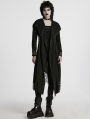 Black Gothic Decadent Asymmetric Knitted Hooded Trench Coat for Women