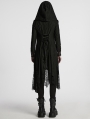 Black Gothic Decadent Asymmetric Knitted Hooded Trench Coat for Women