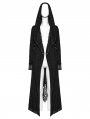 Black Gothic Decadent Asymmetric Knitted Hooded Trench Coat for Women