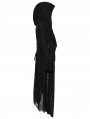 Black Gothic Decadent Asymmetric Knitted Hooded Trench Coat for Women