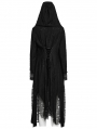 Black Gothic Decadent Asymmetric Knitted Hooded Trench Coat for Women