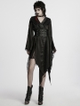 Black Gothic Asymmetric Lapel Kimono Dress for Women