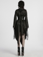 Black Gothic Asymmetric Lapel Kimono Dress for Women