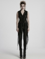 Black Gothic Dark Asymmetric Split Vest for Women
