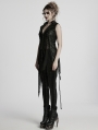 Black Gothic Dark Asymmetric Split Vest for Women