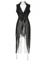 Black Gothic Dark Asymmetric Split Vest for Women