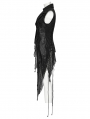 Black Gothic Dark Asymmetric Split Vest for Women