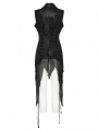 Black Gothic Dark Asymmetric Split Vest for Women