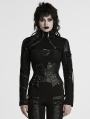 Black Gothic Punk Cropped Short Motorcycle Jacket for Women