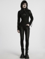 Black Gothic Punk Cropped Short Motorcycle Jacket for Women