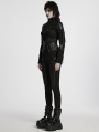 Black Gothic Punk Cropped Short Motorcycle Jacket for Women