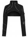 Black Gothic Punk Cropped Short Motorcycle Jacket for Women