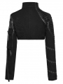 Black Gothic Punk Cropped Short Motorcycle Jacket for Women