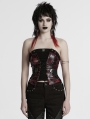 Black and Red Gothic Punk Drawstring Tube Top for Women