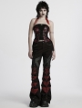 Black and Red Gothic Punk Drawstring Tube Top for Women