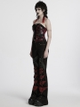 Black and Red Gothic Punk Drawstring Tube Top for Women