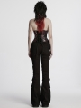 Black and Red Gothic Punk Drawstring Tube Top for Women