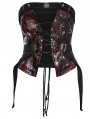 Black and Red Gothic Punk Drawstring Tube Top for Women