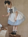 Alice in Wonderland Blue Maid Lolita Dress with White Apron